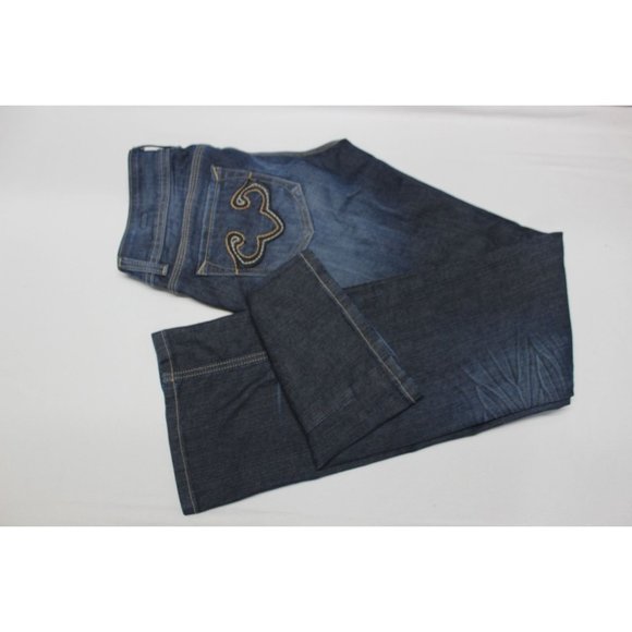 Express Be Rock women's embroidered vintage wash boot cut low-rise jeans 4 - Picture 3 of 13